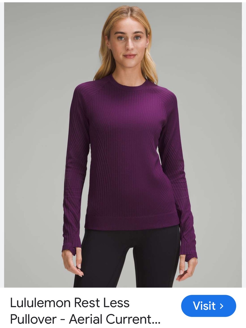 Lululemon Rest Less Pullover Aerial Current Dramatic Magenta Shirt Sz 4
